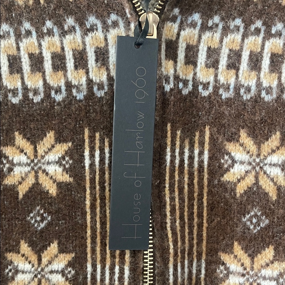 HOUSE OF HARLOW 1960 Brown Mock Neckline Double Zipper Wool Blend Sweater Size S - Picture 6 of 16